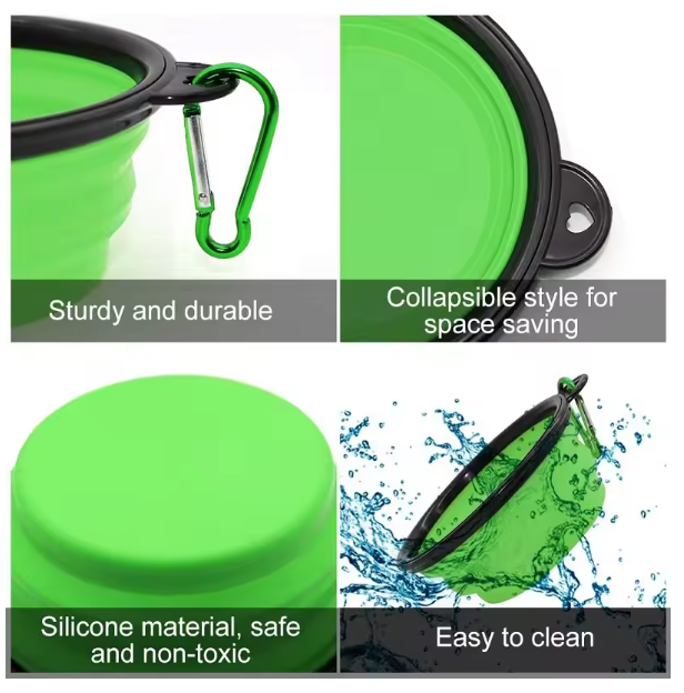 Collapsible Travel Dog Bowl with Carabiner Clip – Portable & Lightweight